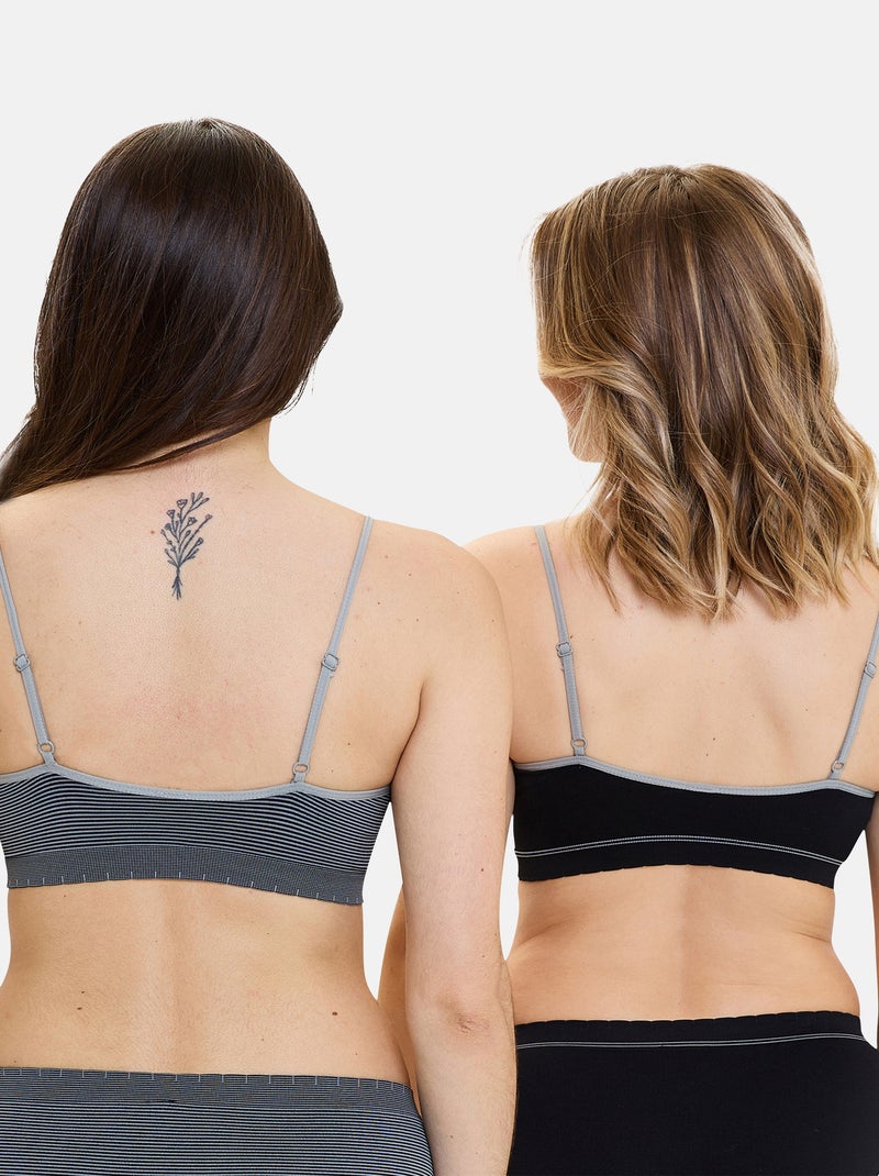 Lot de deux brassières Zen Attitude Billet Doux Noir Gris Noir - Kiabi
