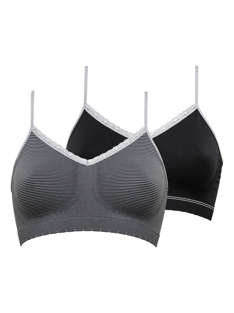 Lot de deux brassières Zen Attitude Billet Doux Noir Gris Noir - Kiabi