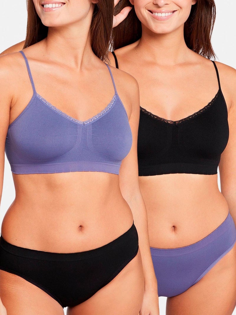Lot de deux brassières Zen Attitude Billet Doux Noir Violet - Kiabi
