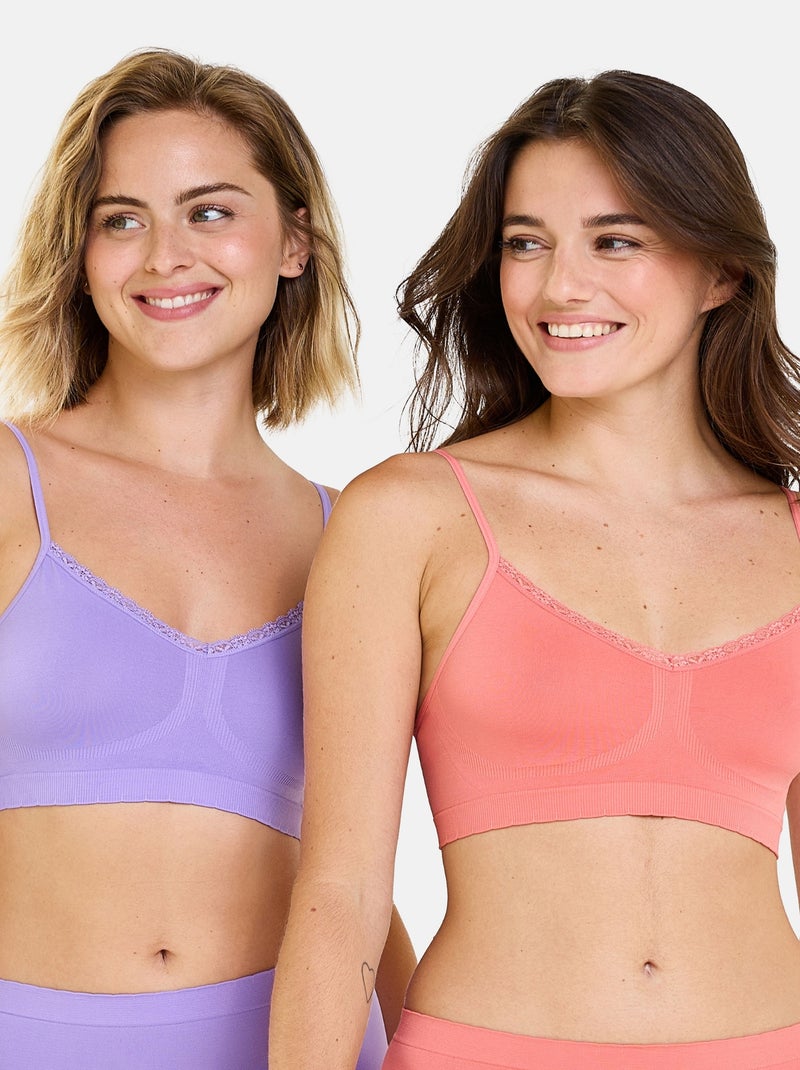 Lot de deux brassières Zen Attitude Billet Doux Orange corail - Kiabi