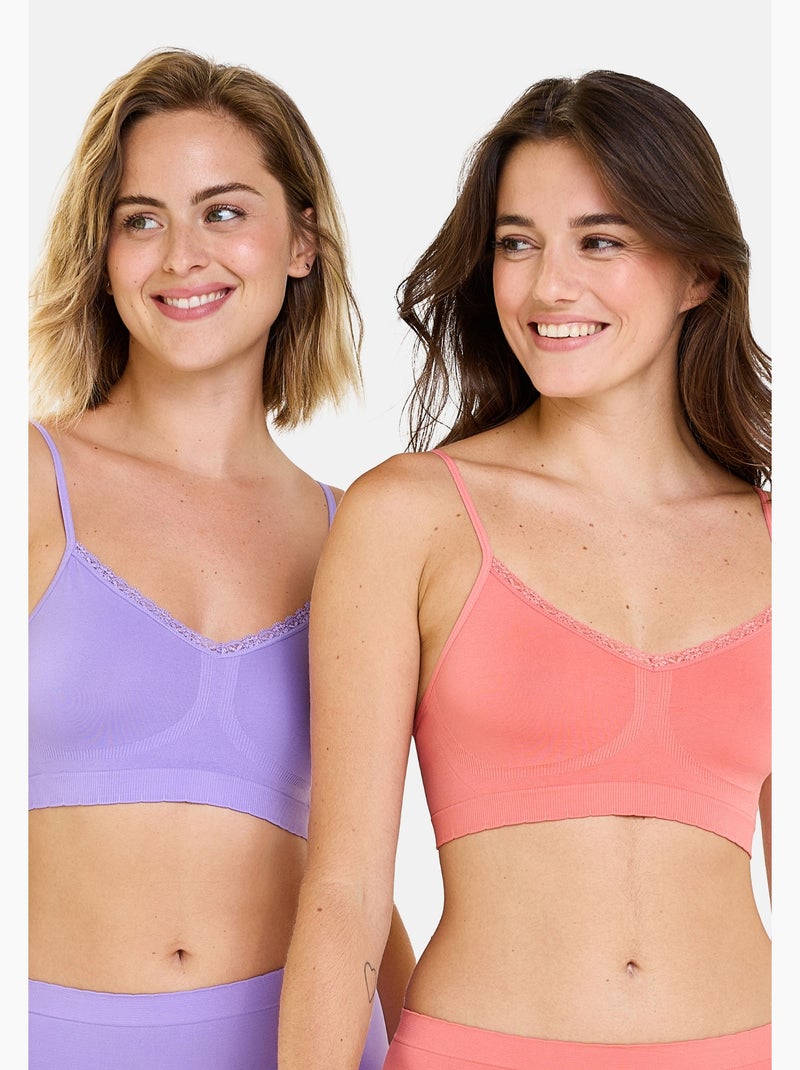 Lot de deux brassi?res Zen Attitude Billet Doux Orange corail - Kiabi