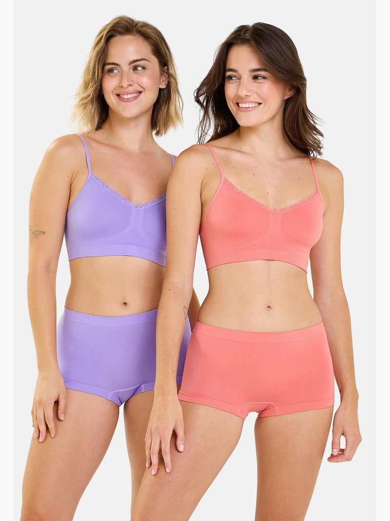 Lot de deux brassi?res Zen Attitude Billet Doux Orange corail - Kiabi