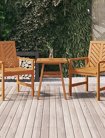 Lot de deux chaises de jardin en bois d'acacia
