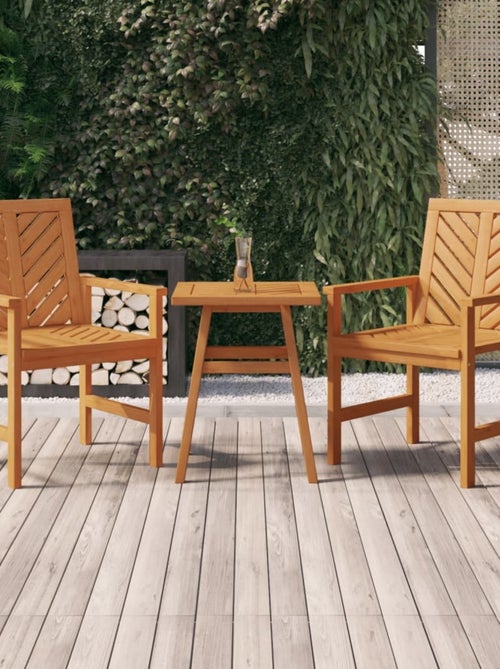 Lot de deux chaises de jardin en bois d'acacia - Kiabi