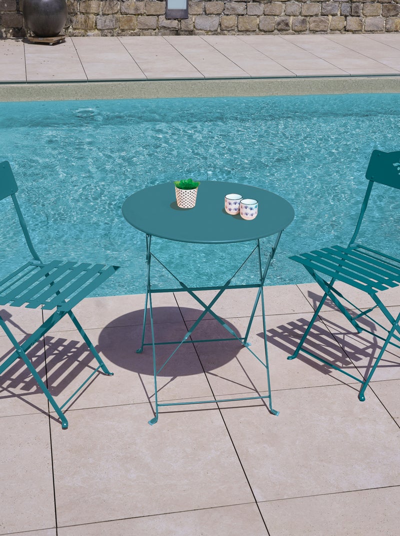 Lot de deux chaises de jardin pliante en acier Bleu canard - Kiabi