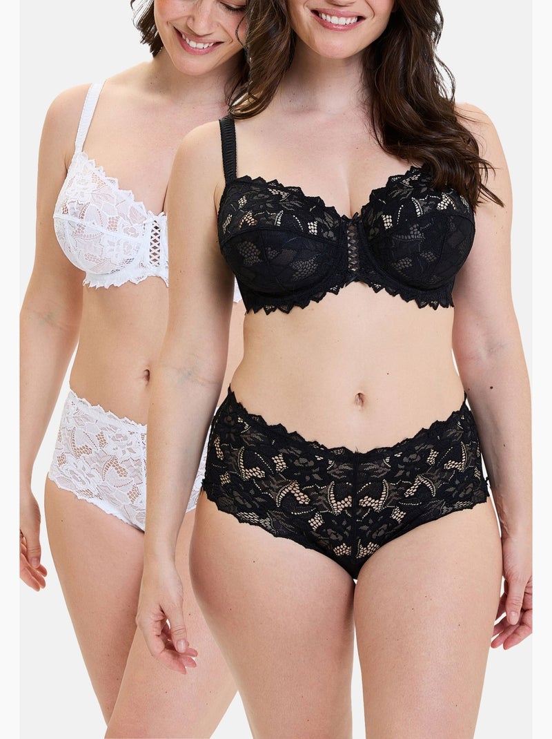 Lot de deux culottes arum sans complexe Blanc Noir - Kiabi