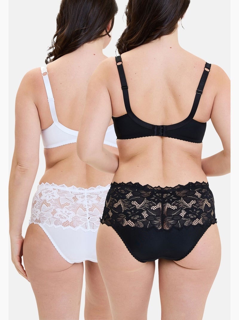 Lot de deux culottes arum sans complexe Blanc Noir - Kiabi