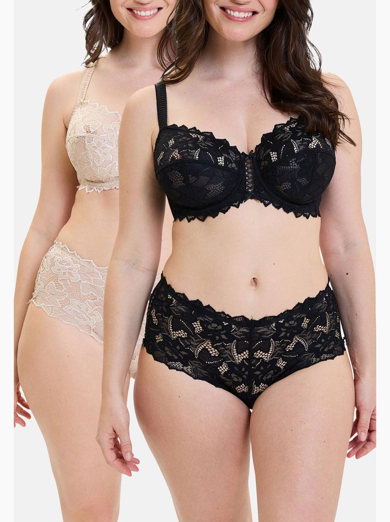 Lot de deux culottes arum sans complexe lingerie Noir Beige - Kiabi