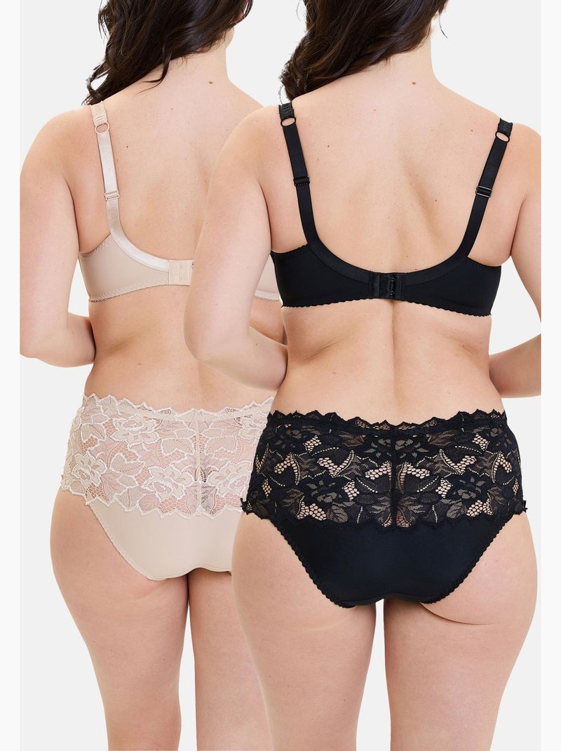 Lot de deux culottes arum sans complexe lingerie Noir Beige - Kiabi