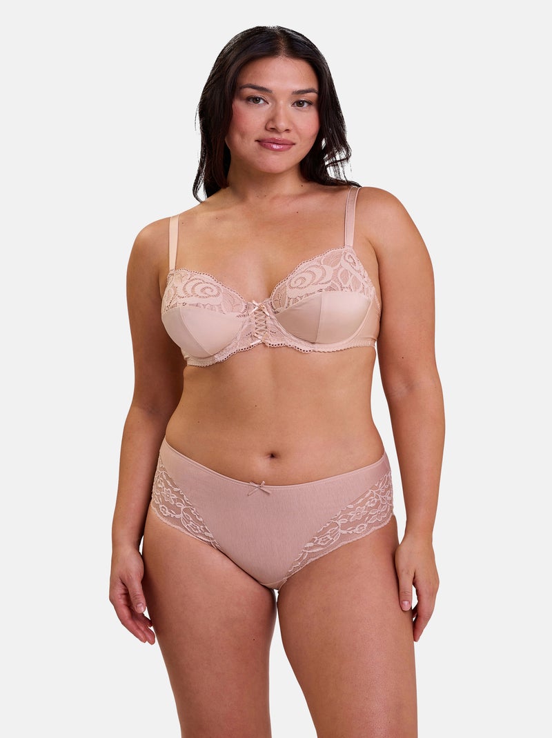 Lot de deux culottes Duo Douceur Coton Sans Complexe Beige - Kiabi