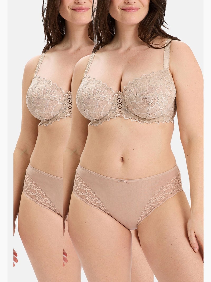 Lot de deux culottes duo douceur coton sans complexe lingerie Beige - Kiabi