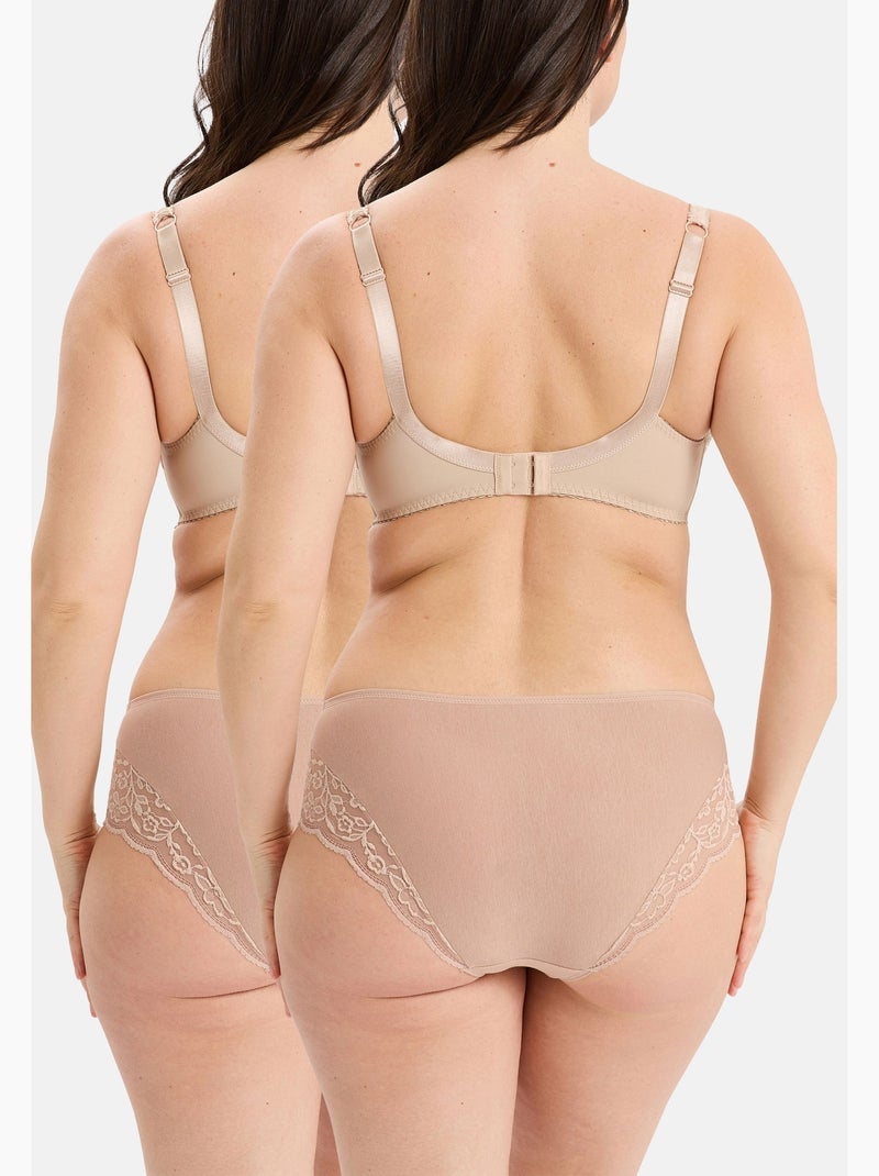 Lot de deux culottes duo douceur coton sans complexe lingerie Beige - Kiabi