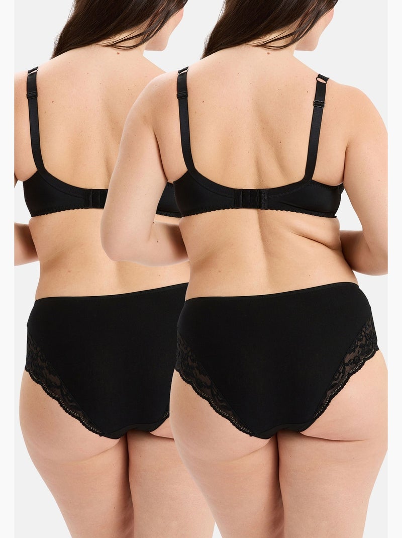 Lot de deux culottes duo douceur coton sans complexe lingerie Noir - Kiabi