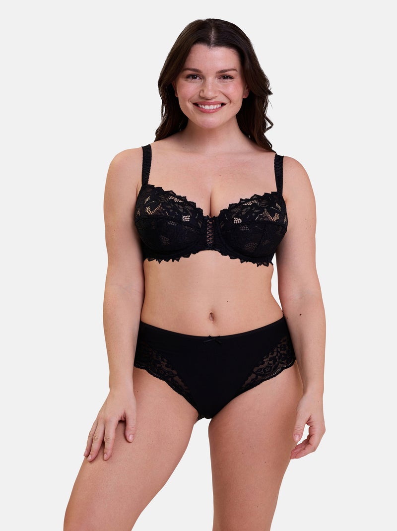 Lot de deux culottes Duo Douceur Coton Sans Complexe Noir - Kiabi