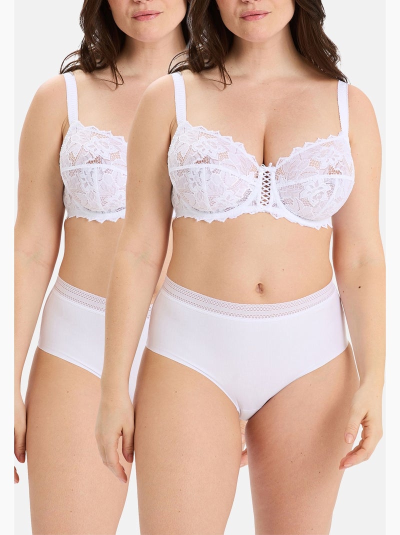 Lot de deux culottes invisible coton sans complexe lingerie Blanc - Kiabi