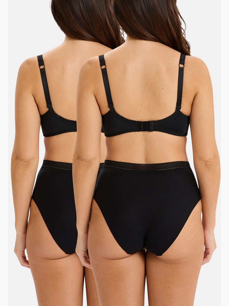 Lot de deux culottes invisible coton sans complexe lingerie Noir - Kiabi