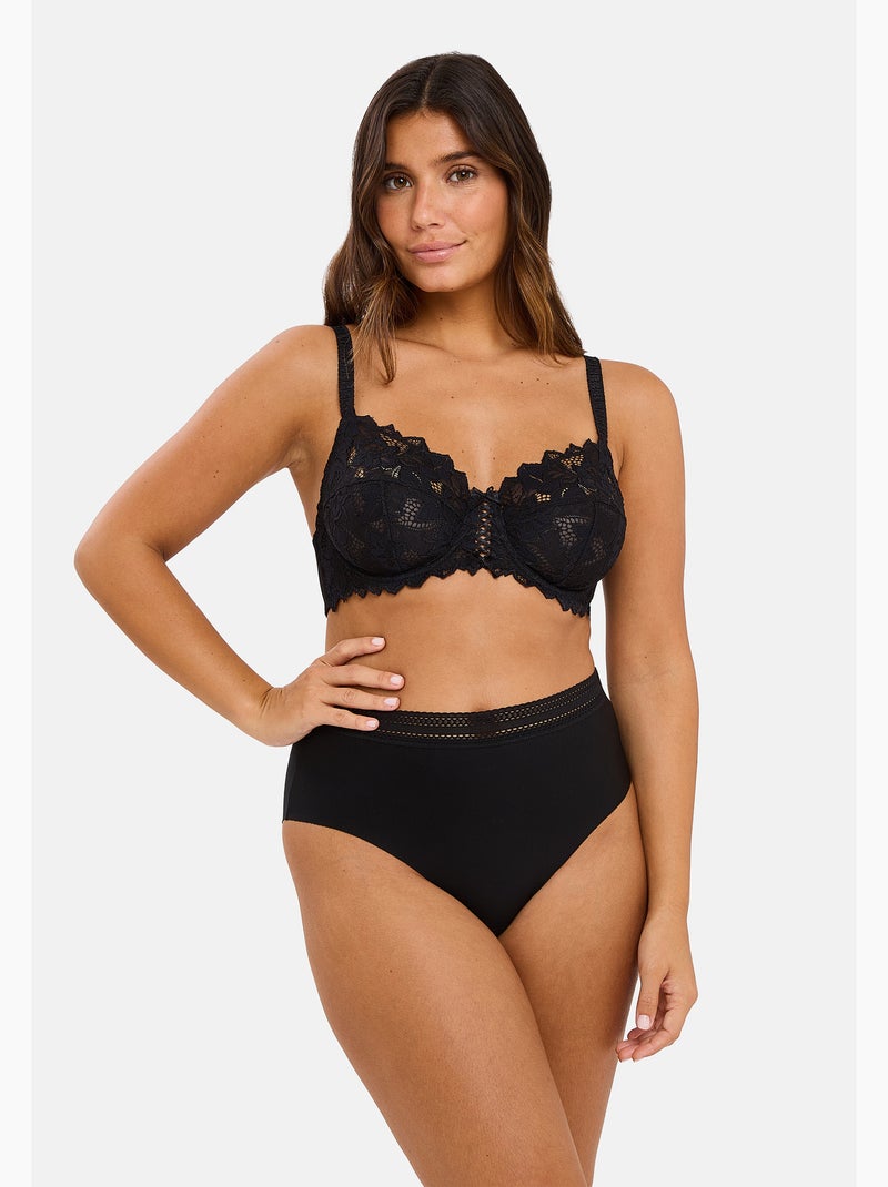 Lot de deux culottes invisible coton sans complexe lingerie Noir - Kiabi