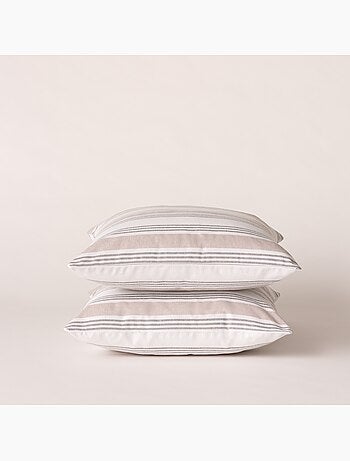 Lot de deux housses de coussin à rayures multiples, avec fermeture zippée - Gamusi.