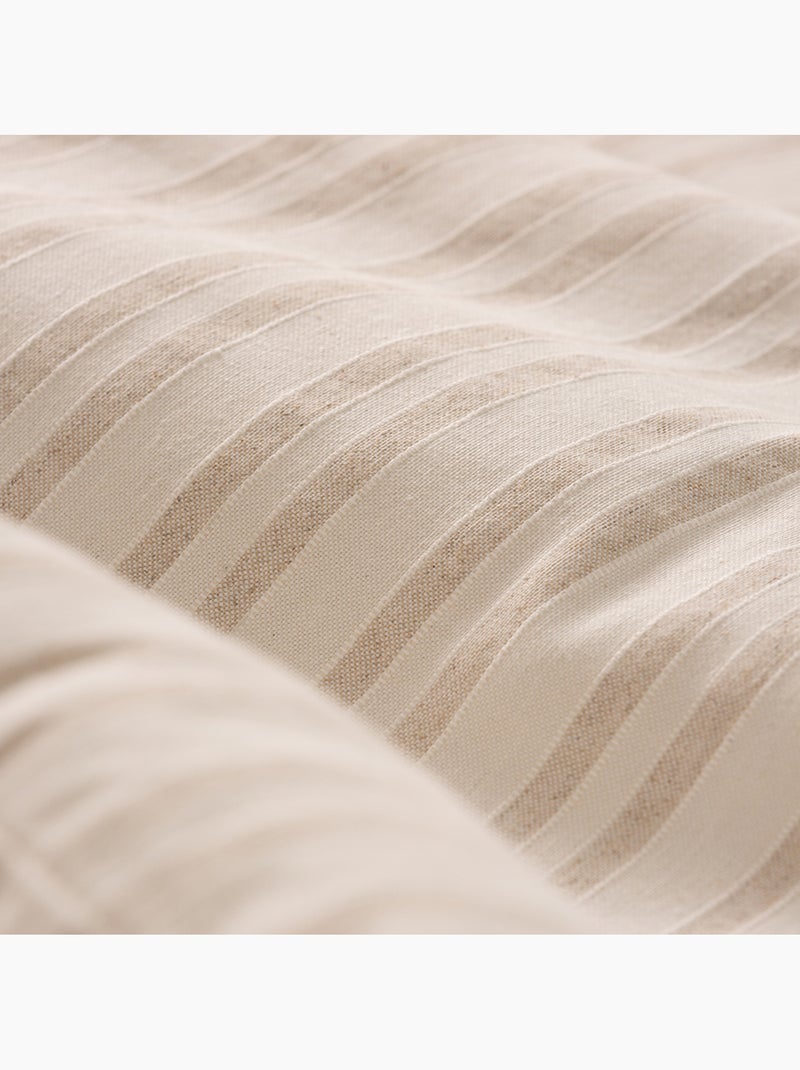 Lot de deux housses de coussin en coton à fils en relief, tissu texturé. Ecru - Kiabi