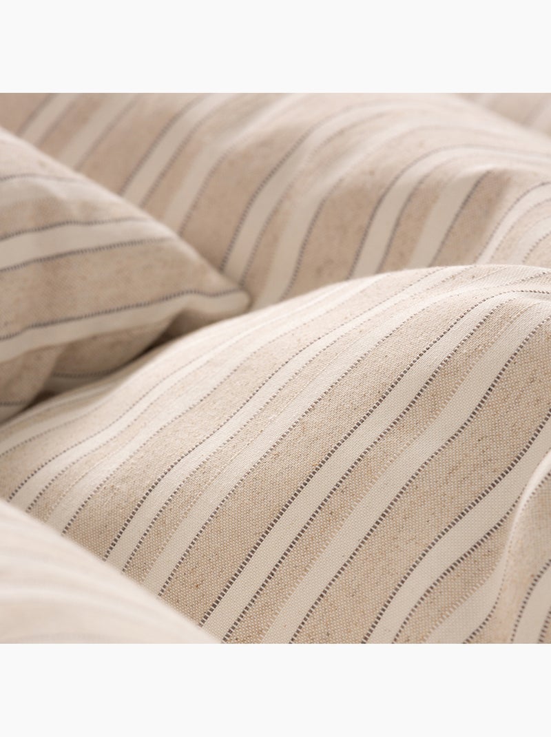 Lot de deux housses de coussin en coton à fils en relief, tissu texturé. Ocre - Kiabi