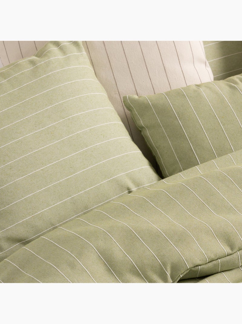 Lot de deux housses de coussin en coton à fils en relief, tissu texturé. Vert - Kiabi