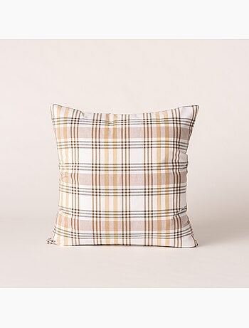 Lot de deux housses de coussin motif tartan, avec fermeture zippée - Gamusi.