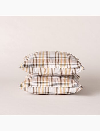 Lot de deux housses de coussin motif tartan, avec fermeture zippée - Gamusi.