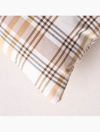 Lot de deux housses de coussin motif tartan, avec fermeture zippée - Gamusi.
