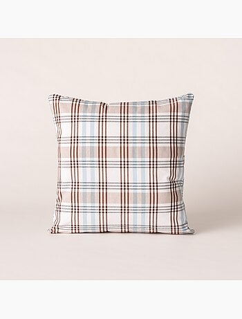 Lot de deux housses de coussin motif tartan, avec fermeture zippée - Gamusi.