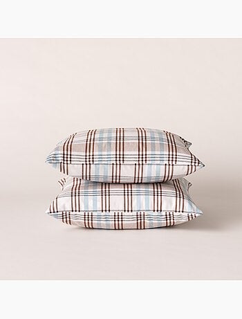 Lot de deux housses de coussin motif tartan, avec fermeture zippée - Gamusi.