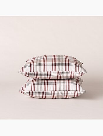 Lot de deux housses de coussin motif tartan, avec fermeture zippée - Gamusi.