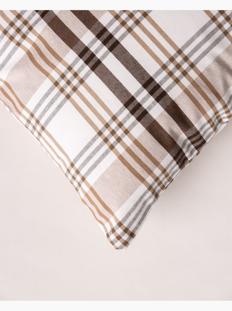 Lot de deux housses de coussin motif tartan, avec fermeture zippée - Gamusi. Marron chocolat - Kiabi