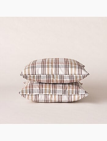 Lot de deux housses de coussin motif tartan, avec fermeture zippée - Gamusi.