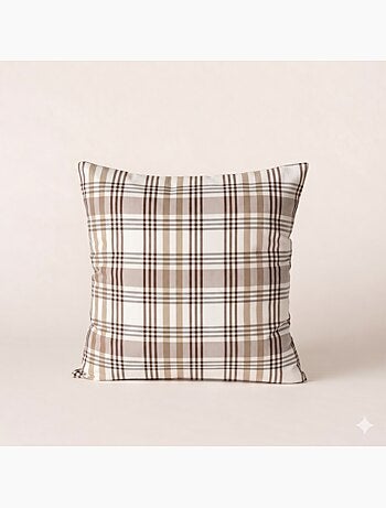 Lot de deux housses de coussin motif tartan, avec fermeture zippée - Gamusi.