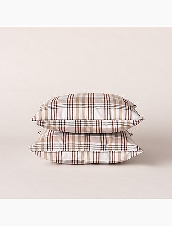 Lot de deux housses de coussin motif tartan, avec fermeture zippée - Gamusi.