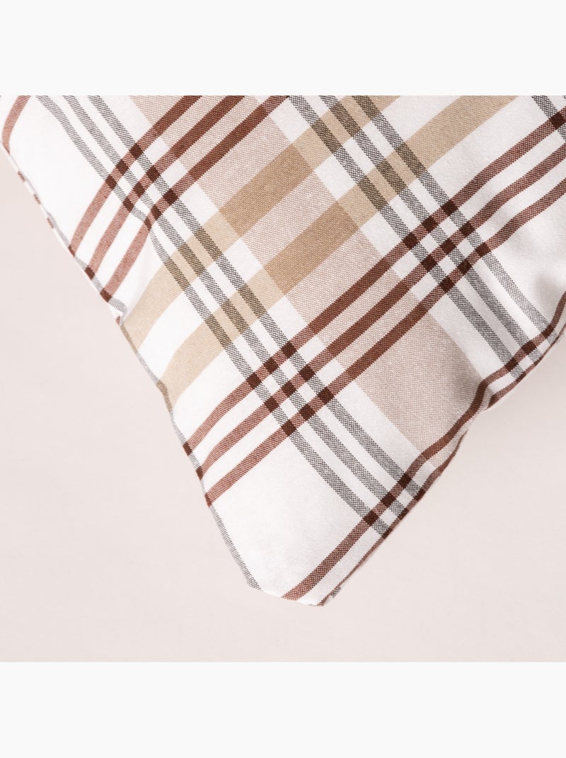 Lot de deux housses de coussin motif tartan, avec fermeture zippée - Gamusi. Sable - Kiabi
