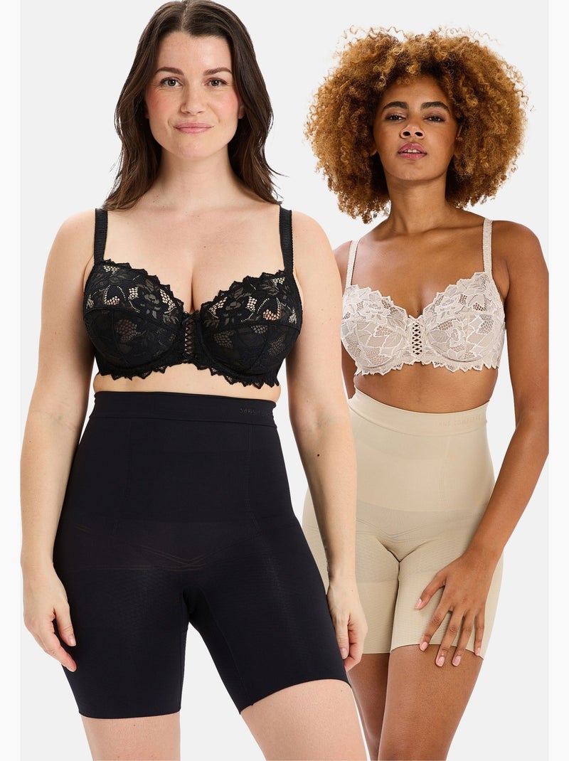 Lot de deux pantys slimmers sans complexe lingerie Noir Beige - Kiabi