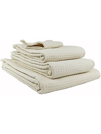 Lot de deux serviettes coton 57 fils nid d'abeille WEEK END
