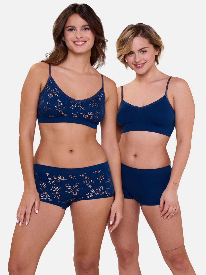 Lot de deux shorties Zen Anniversaire Billet Doux Bleu cobalt - Kiabi