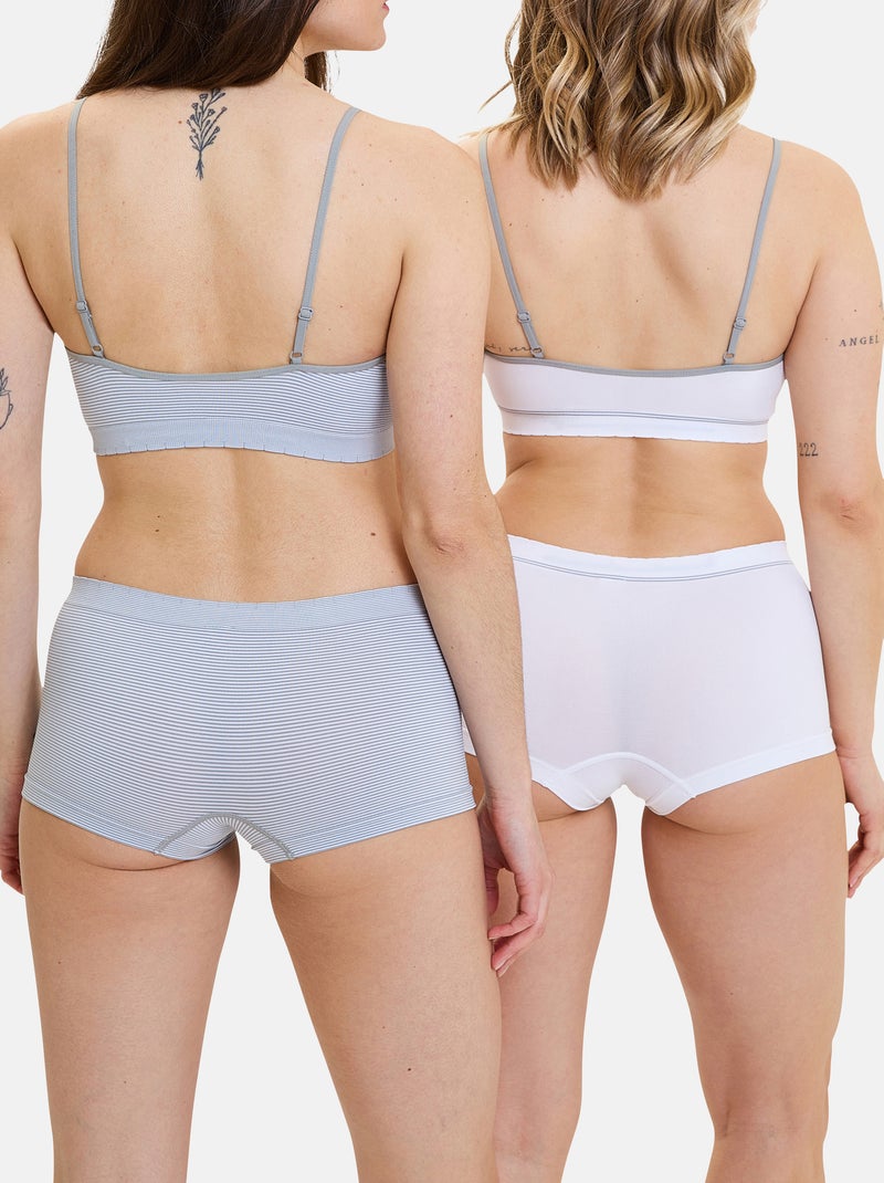 Lot de deux shorties Zen Attitude Billet Doux Blanc Gris Blanc - Kiabi