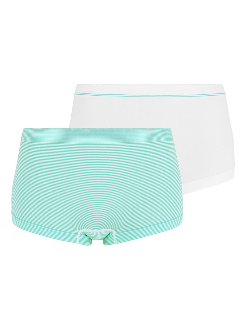 Lot de deux shorties Zen Attitude Billet Doux Blanc Vert Blanc - Kiabi