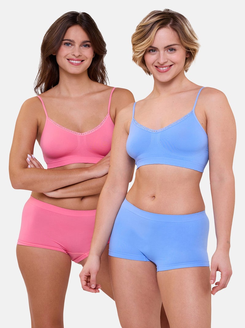 Lot de deux shorties Zen Attitude Billet Doux Bleu Rose clair - Kiabi