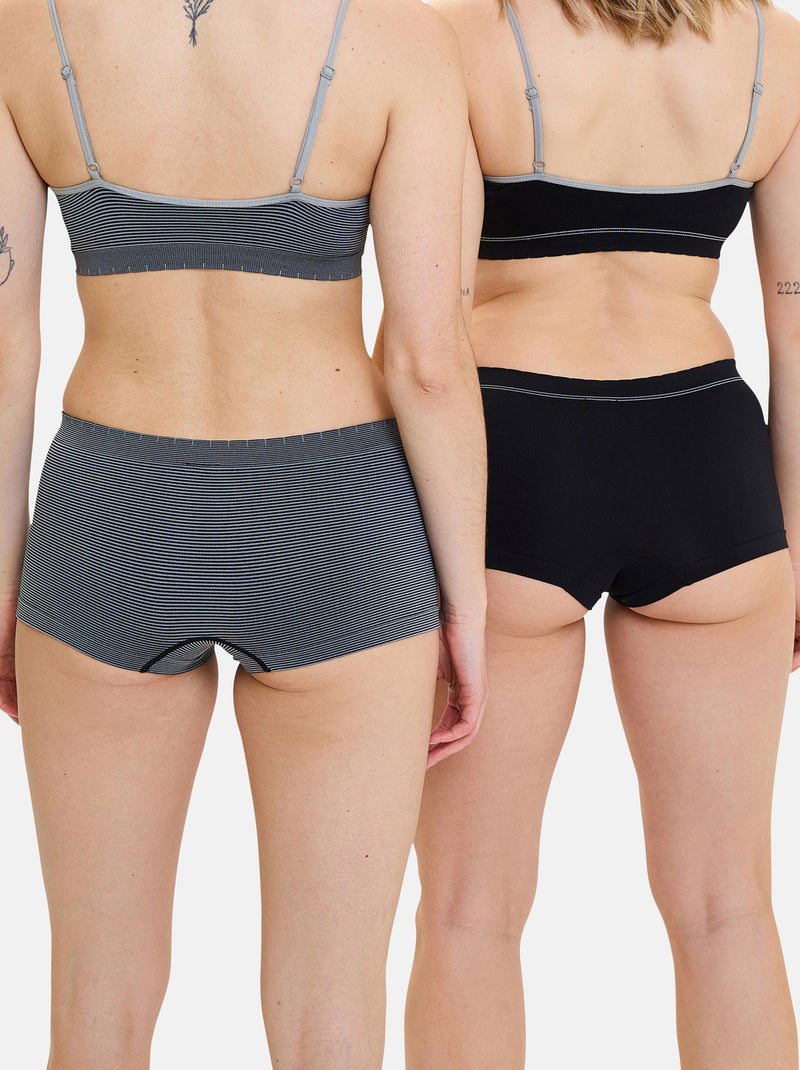 Lot de deux shorties Zen Attitude Billet Doux Noir Gris Noir - Kiabi