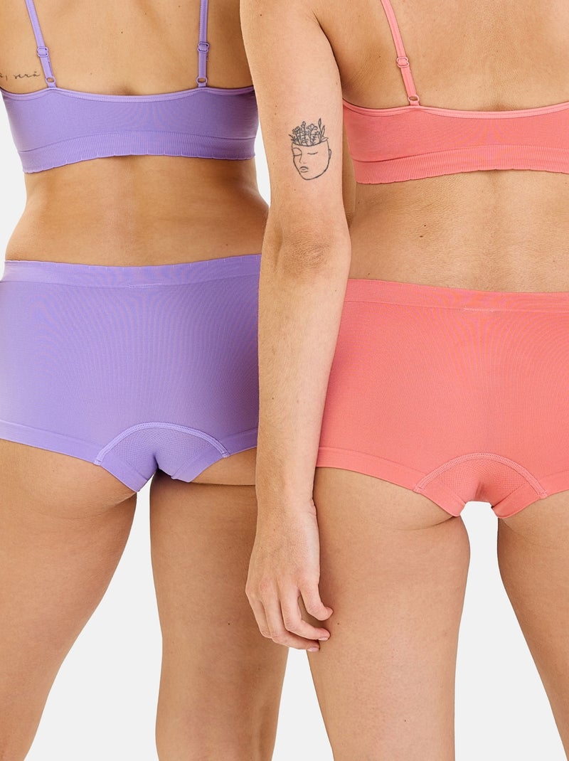Lot de deux shorties Zen Attitude Billet Doux Orange corail - Kiabi
