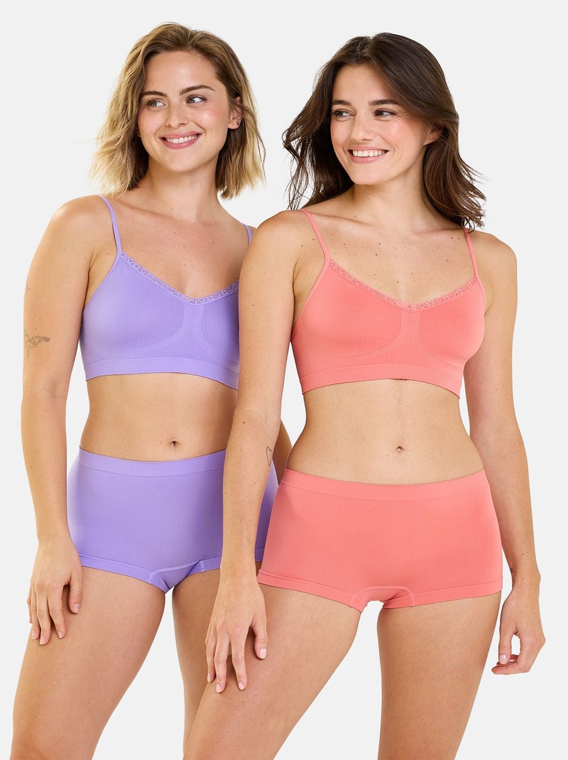 Lot de deux shorties Zen Attitude Billet Doux Orange corail - Kiabi