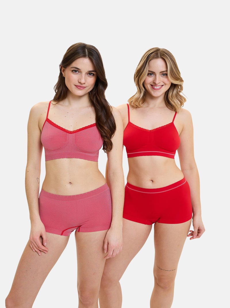 Lot de deux shorties Zen Attitude Billet Doux Rouge tomate - Kiabi