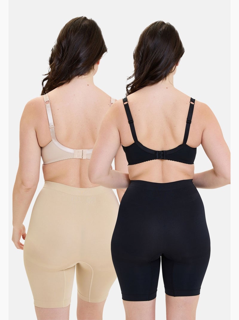 Lot de deux shorts anti-frottement slimmers sans complexe lingerie Noir Beige - Kiabi