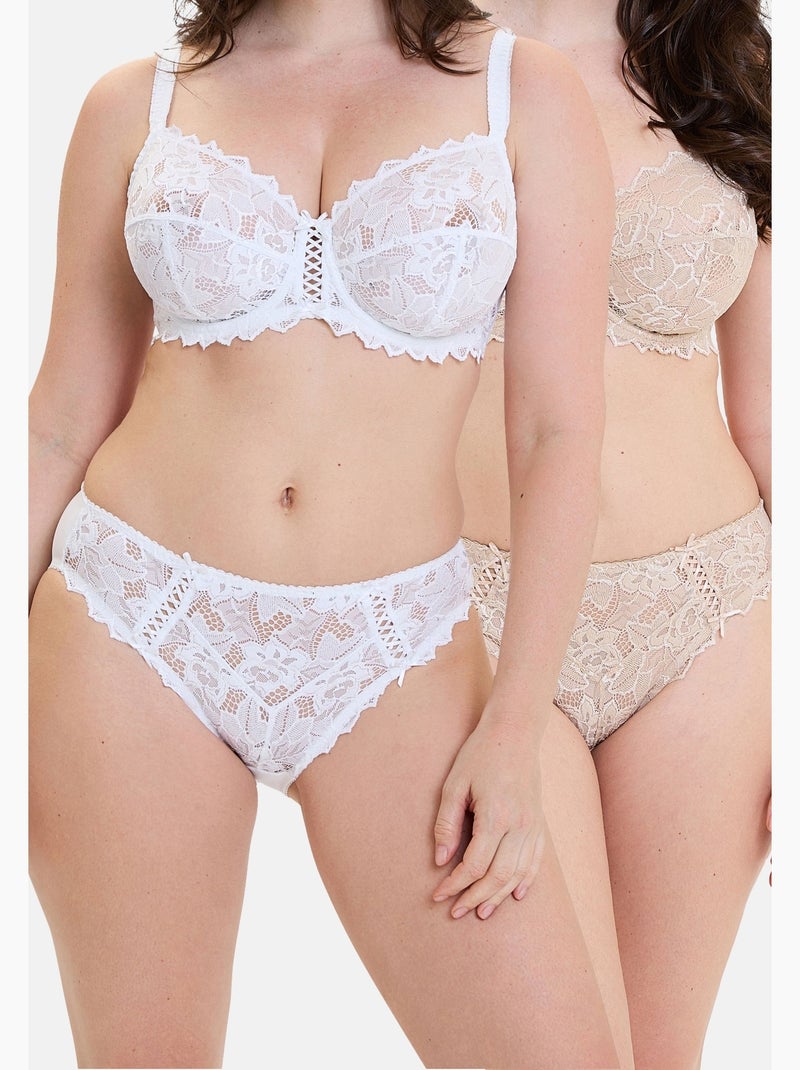 Lot de deux slips arum sans complexe Beige/Blanc - Kiabi