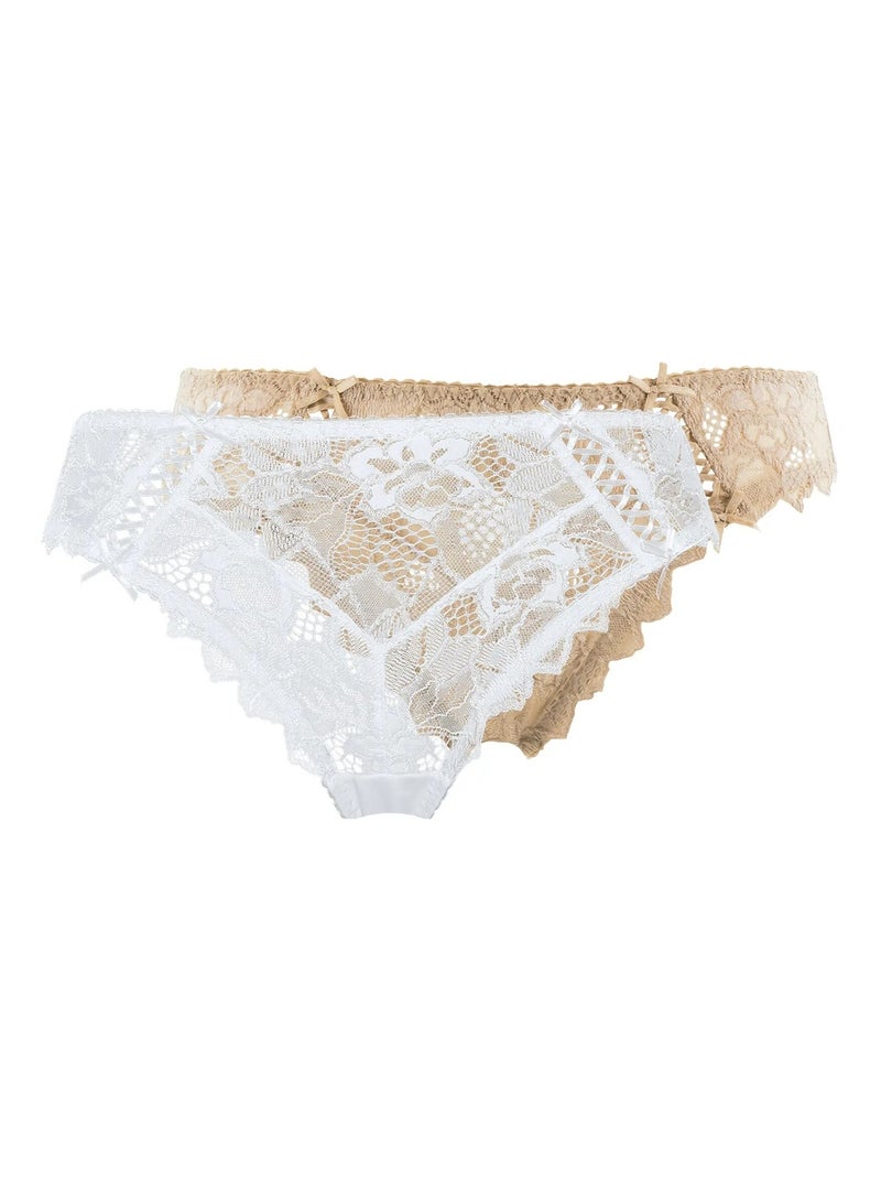 Lot De Deux Slips Arum Sans Complexe Blanc Beige - Kiabi