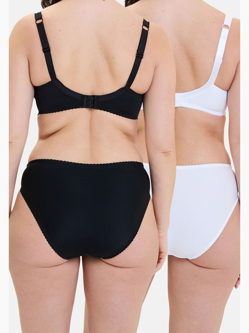 Lot de deux slips arum sans complexe lingerie Blanc Noir - Kiabi